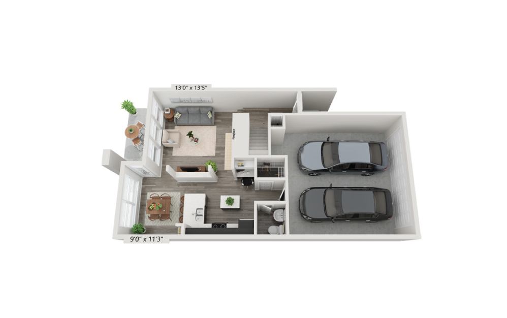 Rendering of The Renaissance layout , 1 Bed | 1 Bath | 745 sq. ft. at Aspire Lenox Park Apartments in North Atlanta