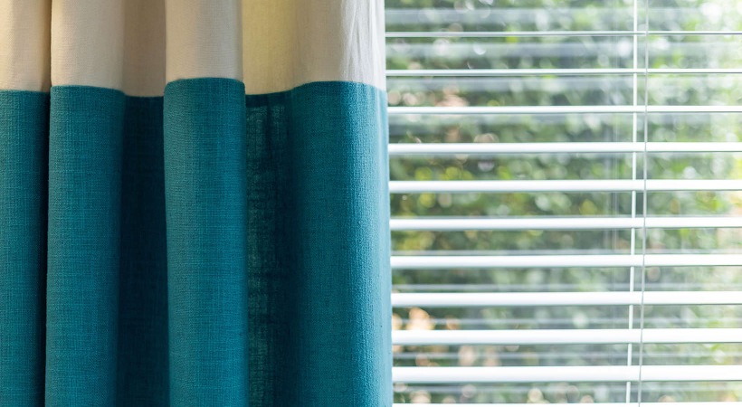 Your new home is waiting close-up of curtained window